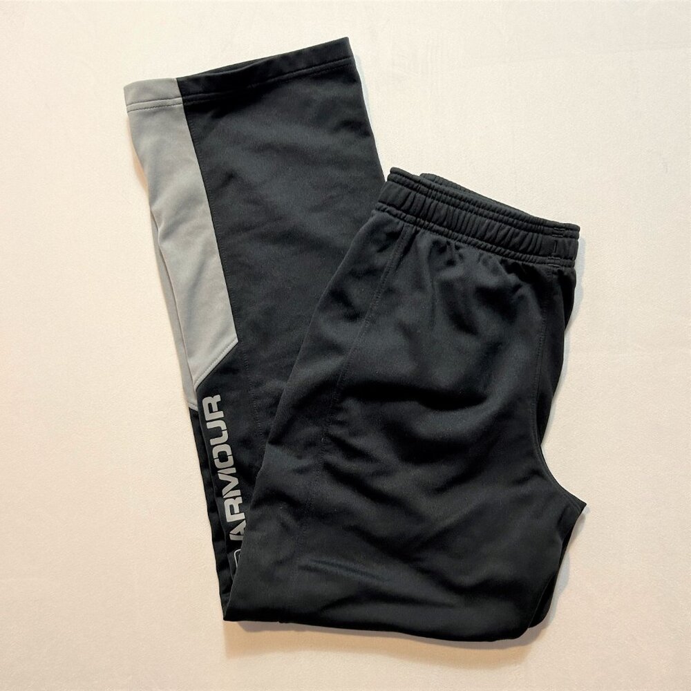 Under Armour Storm Athletic Pants Boys Youth LG Black/Gray Sports Comfortable - Picture 12 of 13